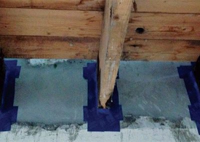 Air Tightness Testing & Thermal Imaging Dublin SOLUTION - use of sand & cement and air tightness tapes to stop drafts comming in around joists from outside via cavity